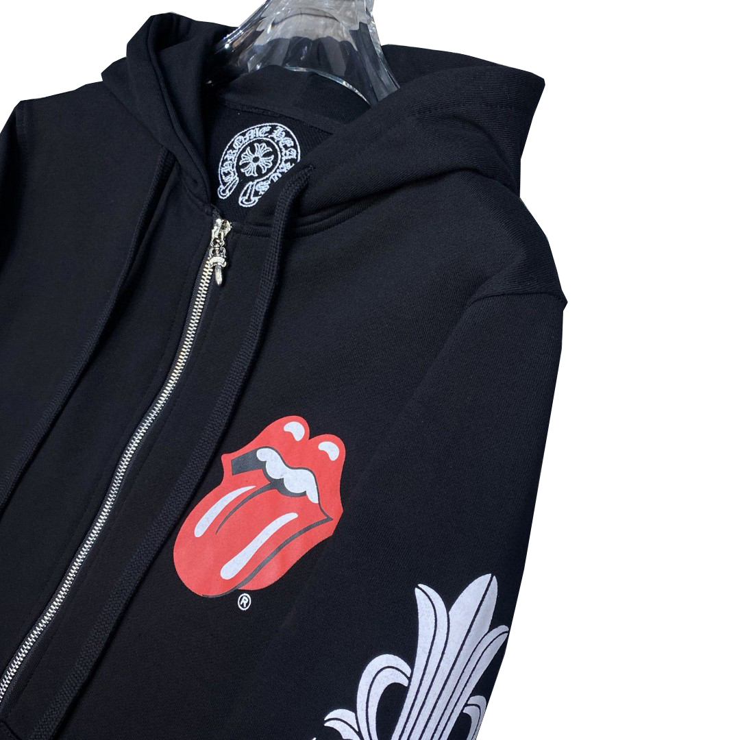クロムハーツ　アウター　フロントジップパーカー黒 フード ジップアップパーカー CHROME HEARTS ジップパーカー